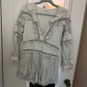 For Love And Lemons Light Gray Ruffled Mini Dress